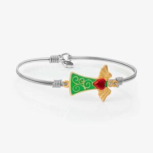 NWT Luca + Danni Green Enamel Love Heart Holiday Guardian Angel Bangle Bracelet